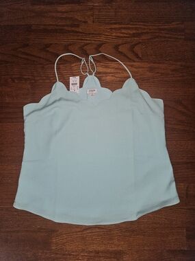 J. Crew Scallop Edge Light Aqua Camisole